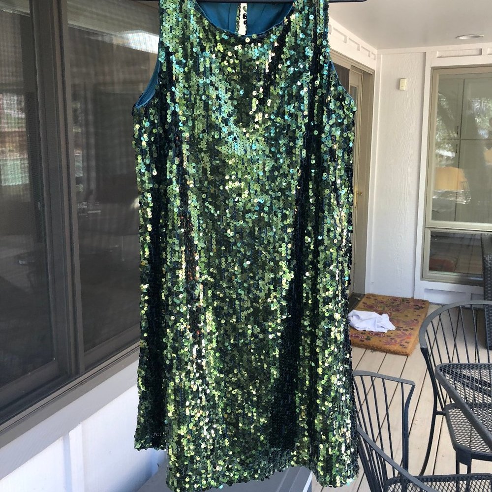 Lulus Green Sequin Mini Shift Dress